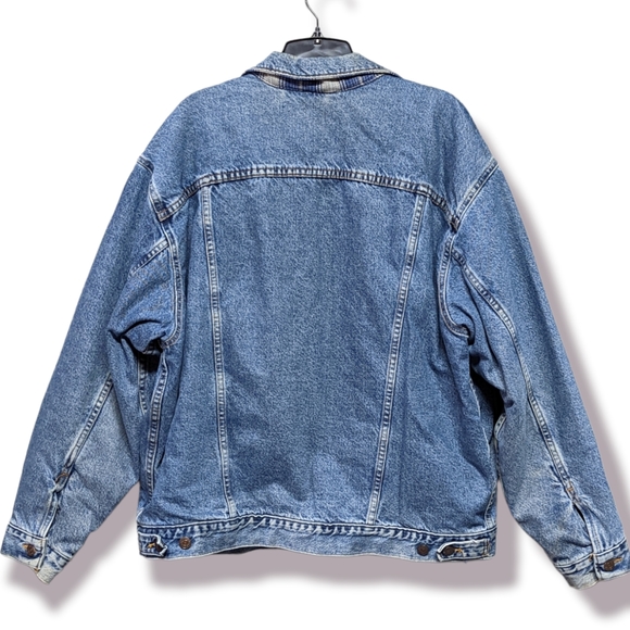 🎉HP Vtg Men's Levi's Trucker Jacket Denim Fleece Lining 100% Cotton USA 80's L - Picture 8 of 15